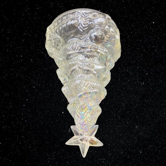 Vintage Iridescent Carnival Glass Christmas Tree With Presents Teddy Bear - Picture 7 of 8